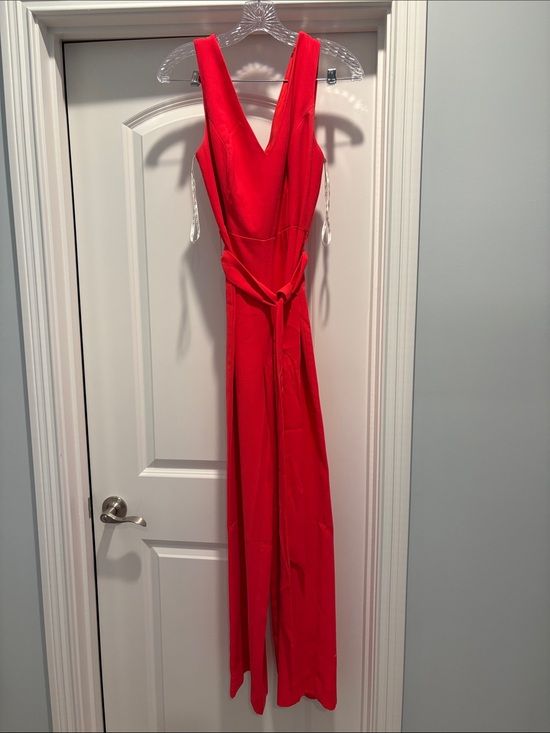 Lilly Pulitzer Pants - Lilly Pulitzer Red-Orange V-Neck Sleeveless Jumpsuit with Waist Tie